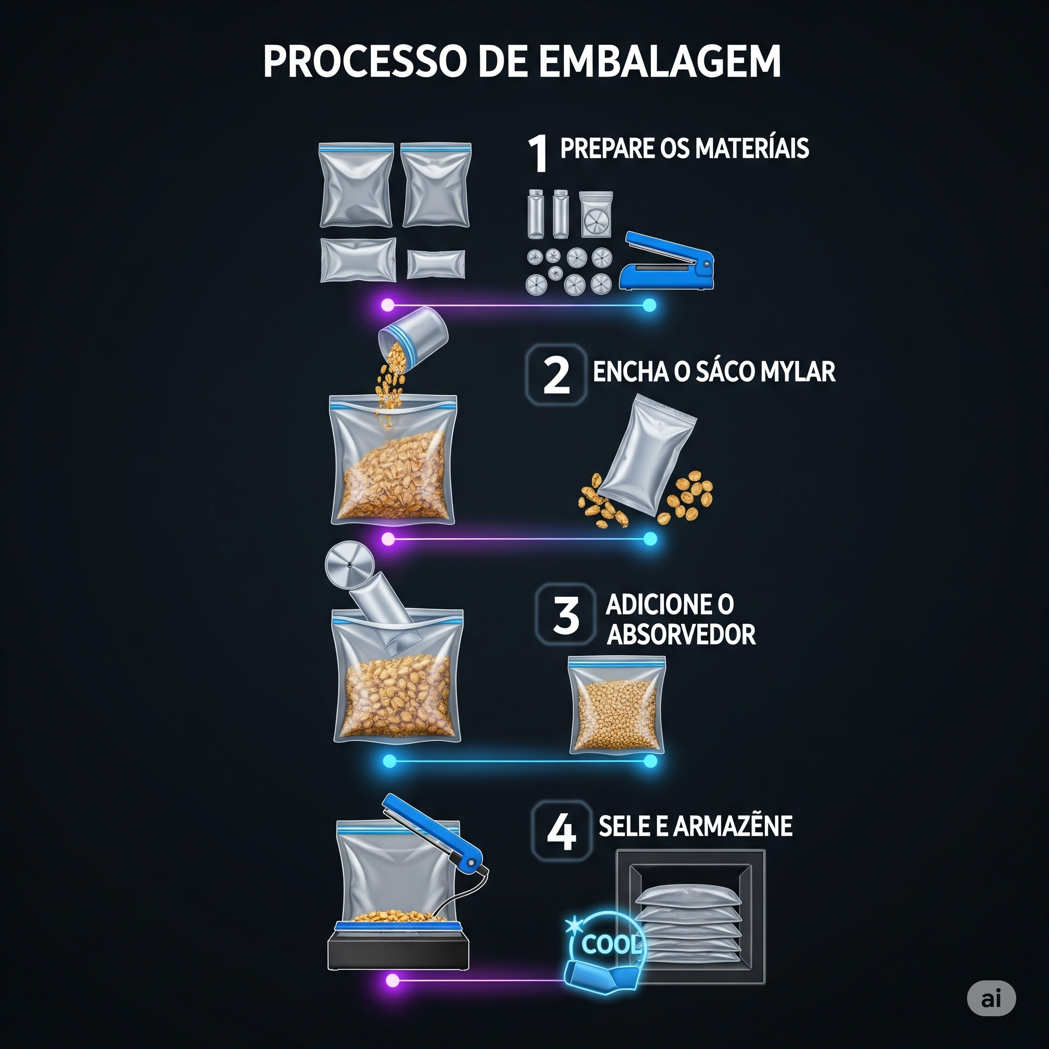Processo de embalagem em Mylar